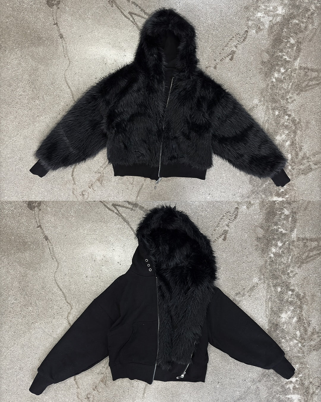 YETI FUR REVERSIBEL ZIP HOODIE
